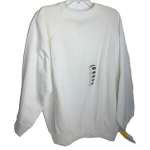 Vtg Tultex White Raglan Sweatshirt Womens 2X Made in USA 80s 90s READ
